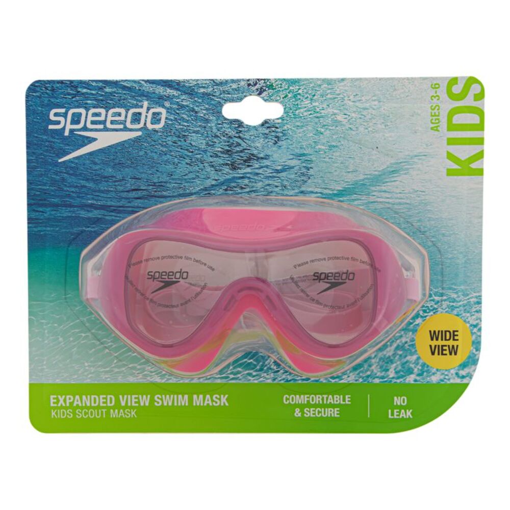 Speedo Kids Scout Mask Expanded View Swim Mask Goggles Ages 3-6, Fandango Pink
